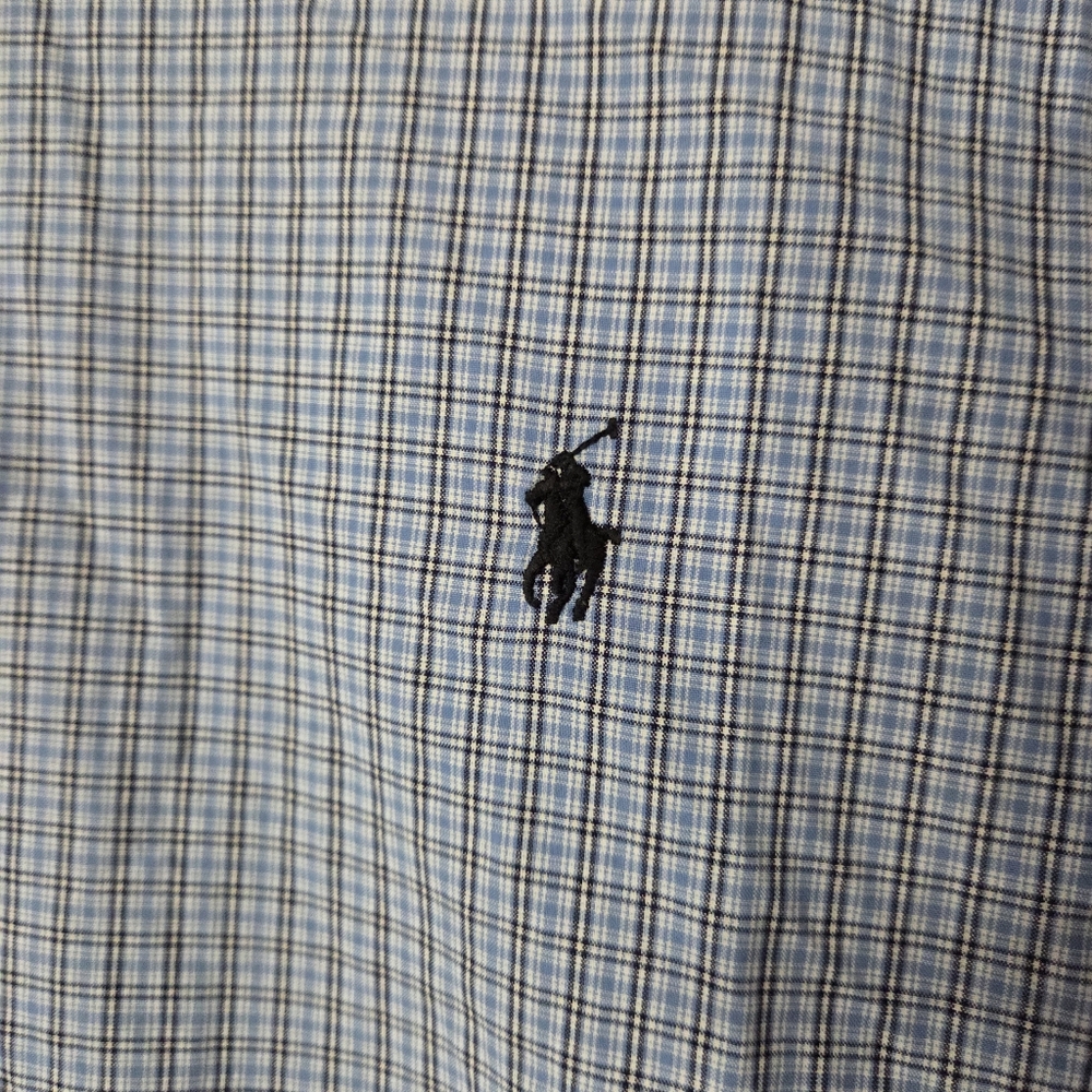 Ralph Lauren Light Blue Plaid Button Down Dress Shirt Logo - Picture 3 of 8